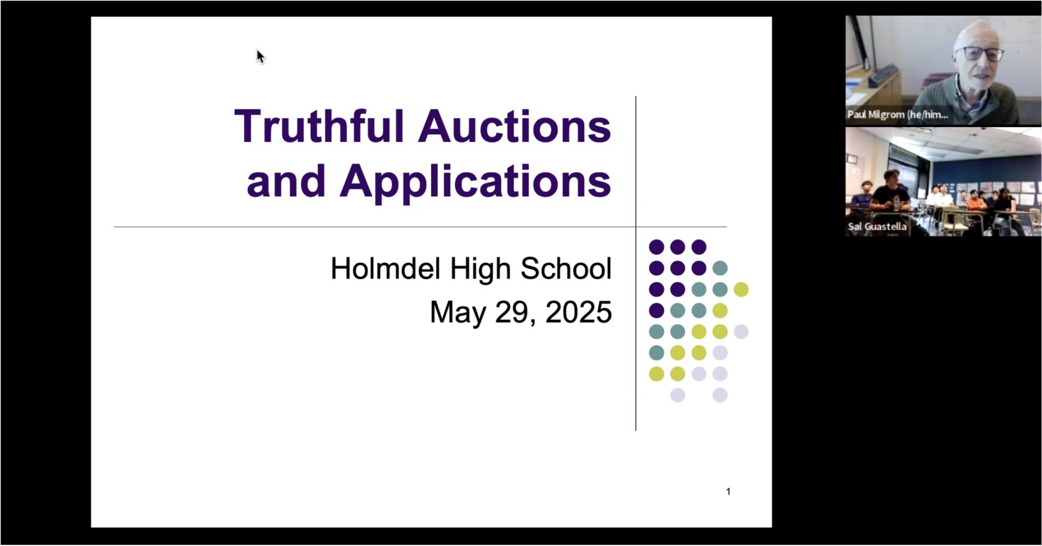 Professor Paul Milgrom speaking to ETS students